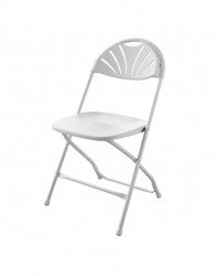 White Fan Back Folding Chair