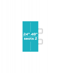 4'x24 Rectangle Table (Seats 2 People)