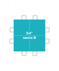 54X54 Square Tables (Seats 8  People)