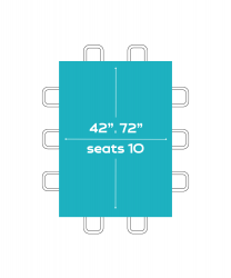 6'X42 Rectangle Table (Seats 10 People)