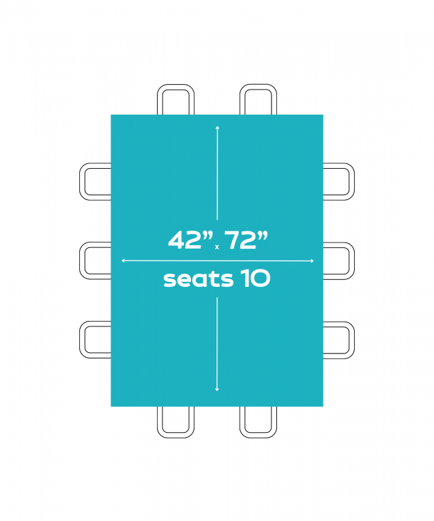 6'X42 Rectangle Table (Seats 10 People)