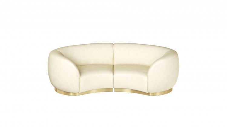 Colette Cascade Loveseat - Ivory Velvet