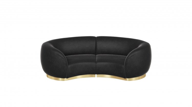 Colette Cascade Loveseat - Black Velvet