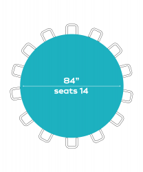 84  Round Tables (Seats 14 People)