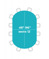 48X96 Oval Tables (Seats 12-14 People)