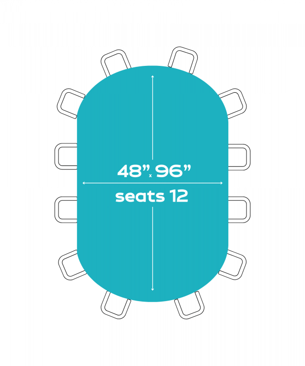 48X96 Oval Tables (Seats 12-14 People)