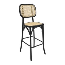 A120Rental Chairs 718 1711664148 Wood Rattan Barstool - Black