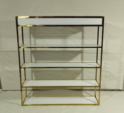 Gold Wide Tower Shelf Barback Display (black or white acryli