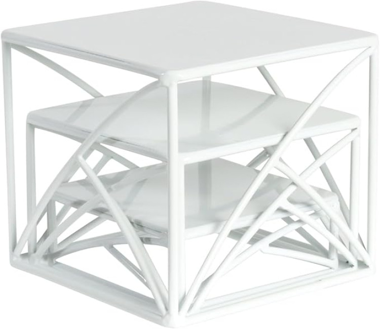 BYCY Dessert Tabletop Risers 6 Inch White Square Matte Wire BYCY Dessert Tabletop Risers 6 Inch White Square Matte Wire