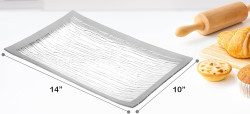 Glass Rain Serving Platter With Silver Edge 10"X14"