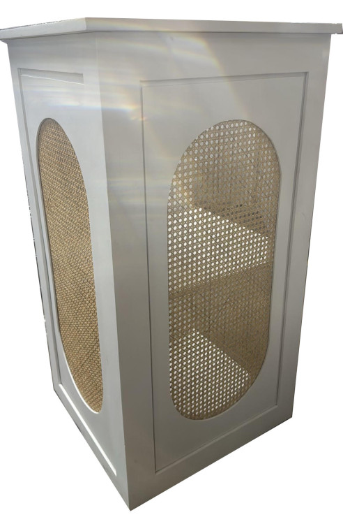 White Wood Rattan Pedestal 24 White Wood Rattan Pedestal 24