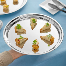 Acopa201320Round20Stainless20Steel20Catering20Tray202 17641 1 Acopa 13" Round Stainless Steel Catering Tray/Platter