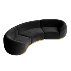 Colette Cascade Arc Black Velvet Sofa